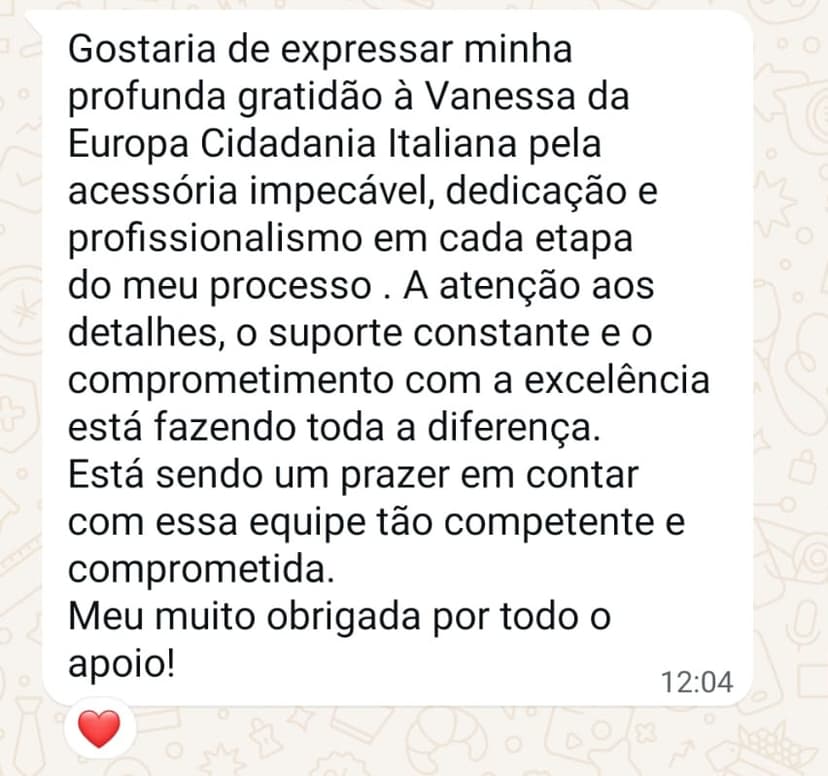 Depoimento de cliente satisfeito 1 - Europa Cidadania Italiana